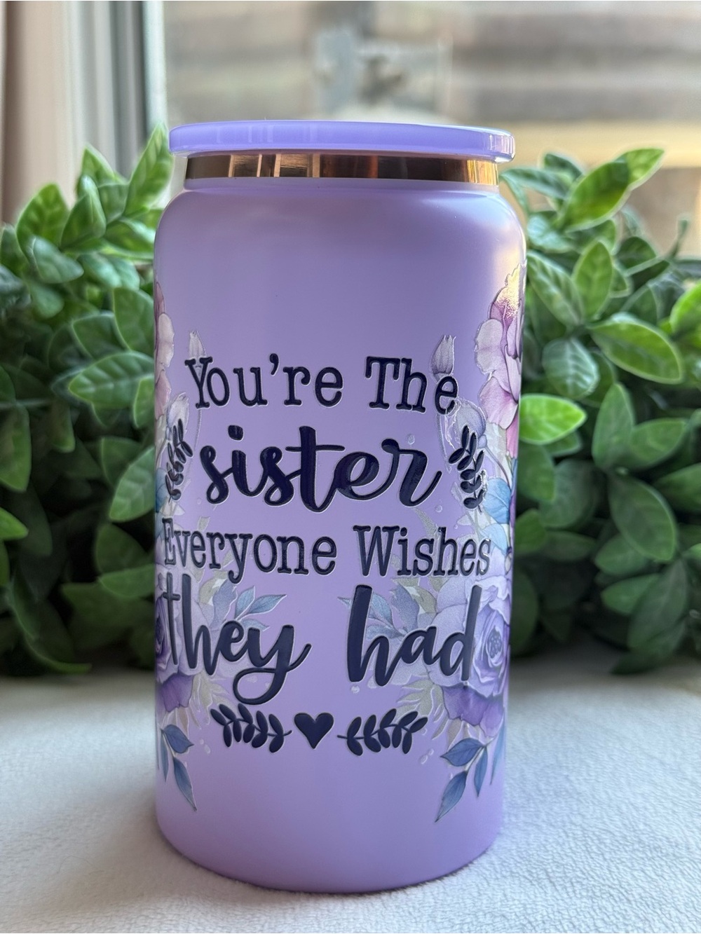 Purple Floral Sister Tumbler